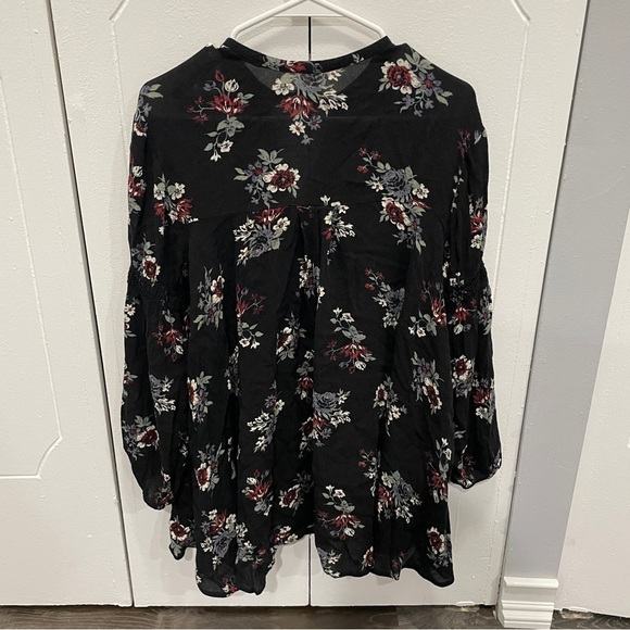 Free People Black Floral Swing Tunic Long SleeveDress - Picture 4 of 13